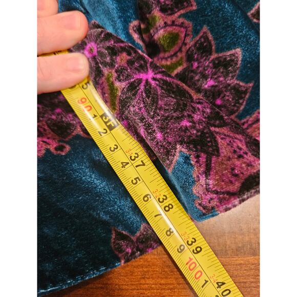 Sundance Nomi Printed Velvet Shift Dress V-Neck Short Sleeve Rayon Silk Size M - Picture 6 of 6